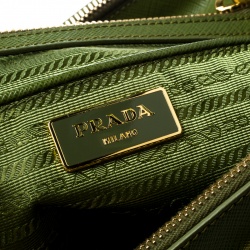 Pre Owned Prada Green Saffiano Lux Leather Large Double Zip Tote