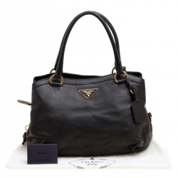 Pre Owned Prada Black Deerskin Leather Shoulder Bag