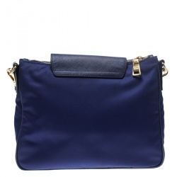 Pre Owned Prada Blue Nylon/Saffiano Leather Crossbody Bag