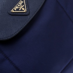 Pre Owned Prada Blue Nylon/Saffiano Leather Crossbody Bag