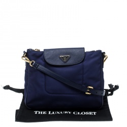 Pre Owned Prada Blue Nylon/Saffiano Leather Crossbody Bag