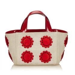 Pre Owned Prada Ivory Mistolino Floral Basket Everyday Bag