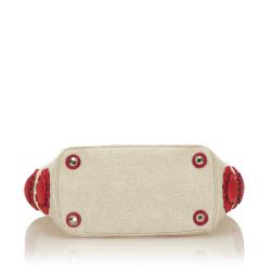 Pre Owned Prada Ivory Mistolino Floral Basket Everyday Bag