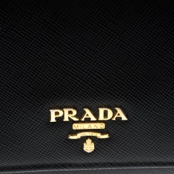 Pre Owned Prada Black Saffiano Leather Continental Wallet
