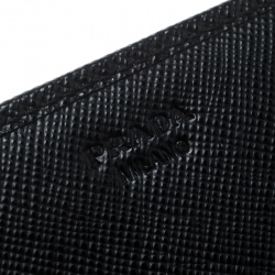Pre Owned Prada Black Saffiano Leather Continental Wallet
