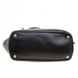 Pre Owned Prada Black Vitello Daino Leather Shopper Tote