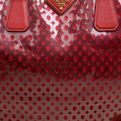 Pre Owned Prada Red Perforated PVC Tote