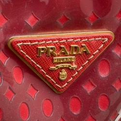 Pre Owned Prada Red Perforated PVC Tote