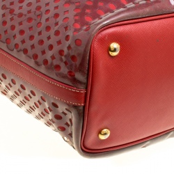 Pre Owned Prada Red Perforated PVC Tote