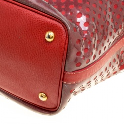 Pre Owned Prada Red Perforated PVC Tote