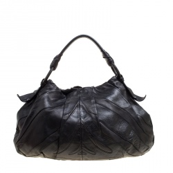 Pre Owned Prada Black Ruffle Leather Mordore Hobo