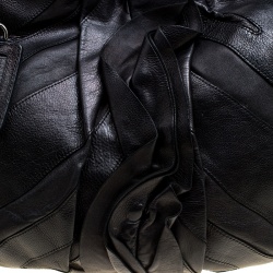 Pre Owned Prada Black Ruffle Leather Mordore Hobo