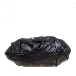 Pre Owned Prada Black Ruffle Leather Mordore Hobo