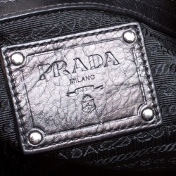 Pre Owned Prada Black Ruffle Leather Mordore Hobo