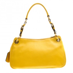 Pre Owned Prada Yellow Vitello Diano Leather Hobo