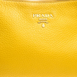 Pre Owned Prada Yellow Vitello Diano Leather Hobo