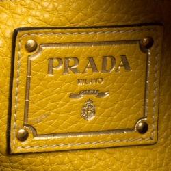 Pre Owned Prada Yellow Vitello Diano Leather Hobo