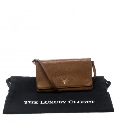 Pre Owned Prada Brown Leather Crossbody Bag