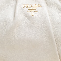 Pre Owned Prada Off White Leather Hobo