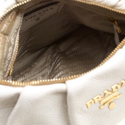 Pre Owned Prada Off White Leather Hobo