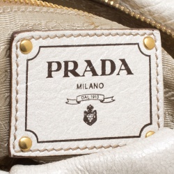 Pre Owned Prada Off White Leather Hobo