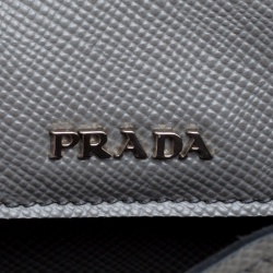 Prada Grey Saffiano Cuir Leather Double Turn Lock Satchel