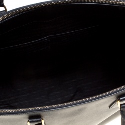 Pre Owned Prada Black Saffiano Lux Leather Executive Double Zip Tote