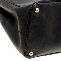 Pre Owned Prada Black Saffiano Lux Leather Executive Double Zip Tote
