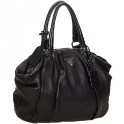 Prada Black Cervo Lux Leather Chain Tote Prada | The Luxury Closet