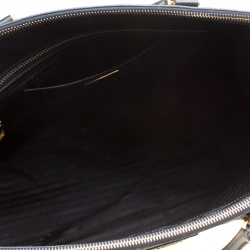 Pre Owned Prada Black Saffiano Lux Leather Executive Double Zip Tote