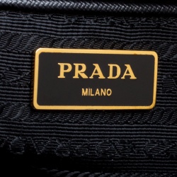 Pre Owned Prada Black Saffiano Lux Leather Executive Double Zip Tote