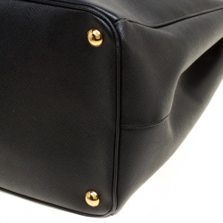 Pre Owned Prada Black Saffiano Lux Leather Executive Double Zip Tote