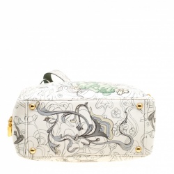 Pre Owned Prada Multicolor Rabbit Print Leather Top Handle Bauletto Bag