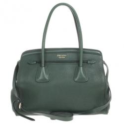مملوكة مسبقًا Prada Forest Green Vitello Daino Leather Tote Bag