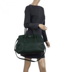 مملوكة مسبقًا Prada Forest Green Vitello Daino Leather Tote Bag