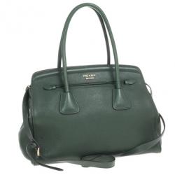 مملوكة مسبقًا Prada Forest Green Vitello Daino Leather Tote Bag