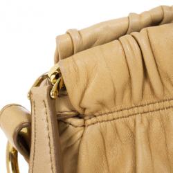 Pre Owned Prada Beige Nappa Gaufre Leather Satchel