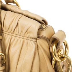 Pre Owned Prada Beige Nappa Gaufre Leather Satchel