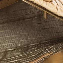 Pre Owned Prada Beige Nappa Gaufre Leather Satchel