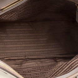 Pre Owned Prada Grey Saffiano Lux Leather Large Double Zip Tote