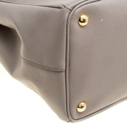 Pre Owned Prada Grey Saffiano Lux Leather Large Double Zip Tote