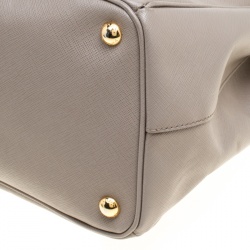 Pre Owned Prada Grey Saffiano Lux Leather Large Double Zip Tote