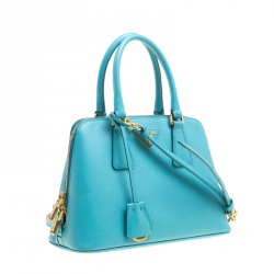 Pre Owned Prada Turquoise Saffiano Lux Leather Small Promenade Crossbody Bag