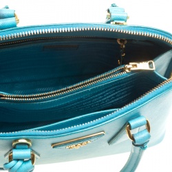 Pre Owned Prada Turquoise Saffiano Lux Leather Small Promenade Crossbody Bag