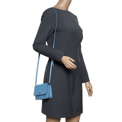 Pre Owned Prada Blue Saffiano Lux Leather Crossbody Bag