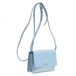 Pre Owned Prada Blue Saffiano Lux Leather Crossbody Bag