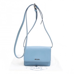 Pre Owned Prada Blue Saffiano Lux Leather Crossbody Bag