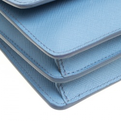 Pre Owned Prada Blue Saffiano Lux Leather Crossbody Bag