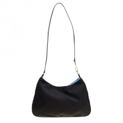 Pre Owned Prada Black Nylon and Patent Leather Shoulder Bag