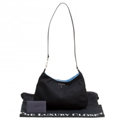 Pre Owned Prada Black Nylon and Patent Leather Shoulder Bag